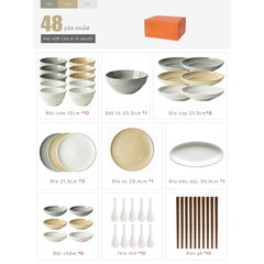 Bộ bát đĩa thượng hạng Minimalis - trơn pastel màu multi - GT04