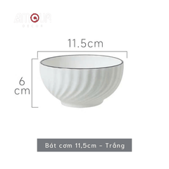Bộ bát đĩa TC Classic White - trắng vân viền đen - TC01