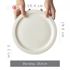 Bộ bát đĩa thượng hạng Collins- viền vân sọc màu kem - GT09