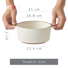 Bộ bát đĩa thượng hạng Collins- viền vân sọc màu kem - GT09