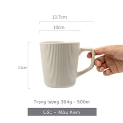 Cốc vân sọc phong cách hiện đại có quai 500ml 11cm - PT76