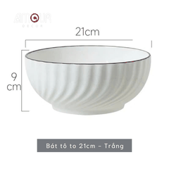 Bộ bát đĩa TC Classic White - trắng vân viền đen - TC01