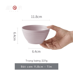 Bộ bát đĩa thủ công Creamy Lavender- vân tròn nhiều lớp tím be - GT02