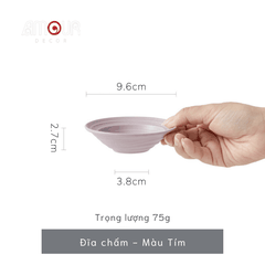 Bộ bát đĩa thủ công Creamy Lavender- vân tròn nhiều lớp tím be - GT02