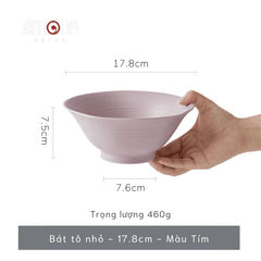 Bộ bát đĩa thủ công Creamy Lavender- vân tròn nhiều lớp tím be - GT02