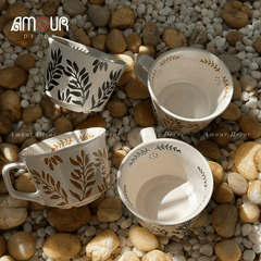 Cốc sứ phong cách Nhật Bản họa tiết hoa chìm - PT122