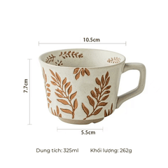 Cốc sứ phong cách Nhật Bản họa tiết hoa chìm - PT122