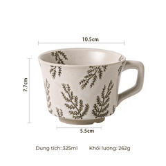 Cốc sứ phong cách Nhật Bản họa tiết hoa chìm - PT122