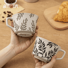 Cốc sứ phong cách Nhật Bản họa tiết hoa chìm - PT122