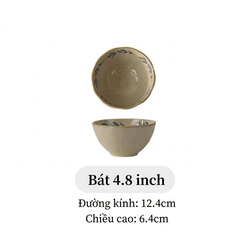Bộ Bát Đĩa Gốm Mộc An Nhiên phong cách Nhật Bản - TC119