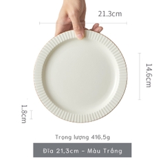 Bộ bát đĩa thượng hạng Collins- viền vân sọc màu kem - GT09