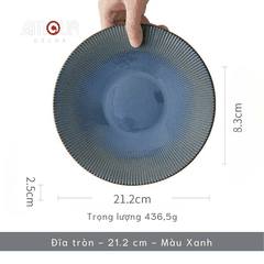 Bộ chén bát đĩa phong cách Bắc Âu thượng hạng - vân sọc nhỏ nhiều màu - Không chì - Chịu được nhiệt độ cao - GT06