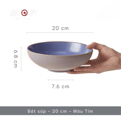 Bộ chén bát đĩa phong cách Bắc Âu thượng hạng - vân sọc nhỏ nhiều màu - Không chì - Chịu được nhiệt độ cao - GT06