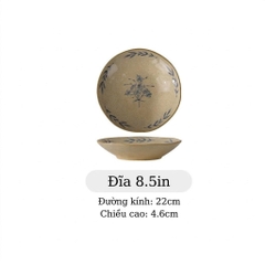 Bộ Bát Đĩa Gốm Mộc An Nhiên phong cách Nhật Bản - TC119