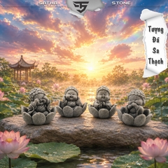 Bộ tiểu phật tứ không tọa sen đá sa thạch ST.PVN2684