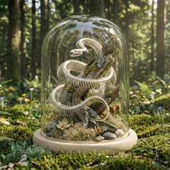 Bình thủy tinh nắp chụp đế gỗ