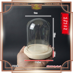 Bình thủy tinh nắp chụp đế gỗ