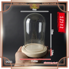 Bình thủy tinh nắp chụp đế gỗ