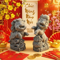 Tượng song mã cát tường đá sa thạch