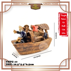 Tượng thuyền đánh cá chất liệu gốm