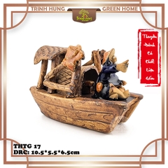 Tượng thuyền đánh cá chất liệu gốm