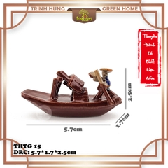 Tượng thuyền đánh cá chất liệu gốm