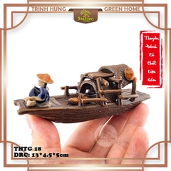 Tượng thuyền đánh cá chất liệu gốm