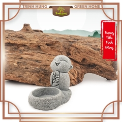 Tượng tiểu tịnh đăng (chú tiểu đốt nến) đá sa thạch ST.PVN2442