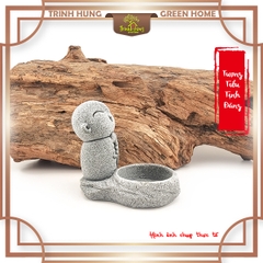 Tượng tiểu tịnh đăng (chú tiểu đốt nến) đá sa thạch ST.PVN2442