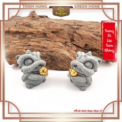 Tượng đôi lân dâng nguyên bảo đá sa thạch ST2588