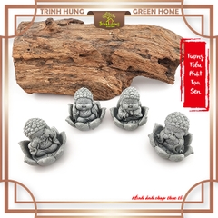 Bộ tiểu phật tứ không tọa sen đá sa thạch ST.PVN2684