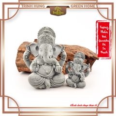 Tượng thần voi Ganesha đá sa thạch xanh