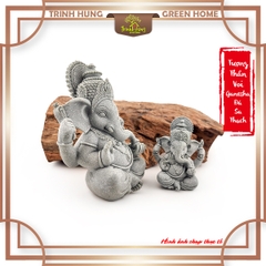 Tượng thần voi Ganesha đá sa thạch xanh