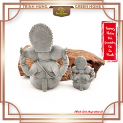 Tượng thần voi Ganesha đá sa thạch xanh