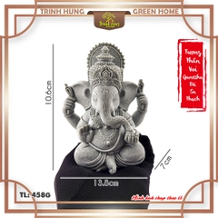 Tượng thần voi Ganesha đá sa thạch xanh