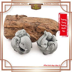 Tượng song tượng bách tài đá sa thạch