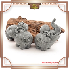 Tượng song tượng bách tài đá sa thạch