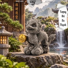 Thanh long dâng bảo đá sa thạch ST.PVN2665