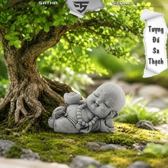 Tượng tiểu phật nằm ôm vàng đá sa thạch