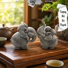 Tượng song tượng bách tài đá sa thạch