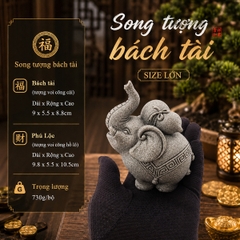 Tượng song tượng bách tài đá sa thạch