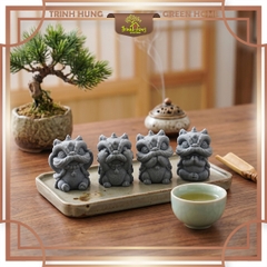 Bộ tượng tiểu lân tứ không đá sa thạch ST003