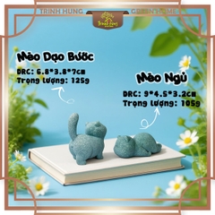Tượng mèo thư thái đá sa thạch