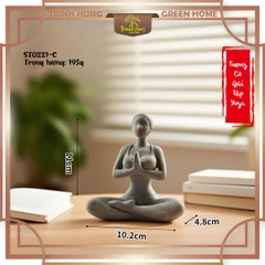 Bộ 3 tượng cô gái tập Yoga đá sa thạch ST0221