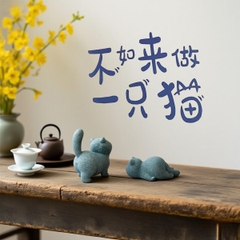 Tượng mèo thư thái đá sa thạch