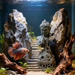 Tượng Diện phật thiện ác đá sa thạch ST0234