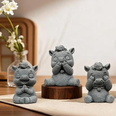 Tượng tiểu mã tứ không đá sa thạch ST0371