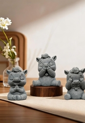 Tượng tiểu mã tứ không đá sa thạch ST0371