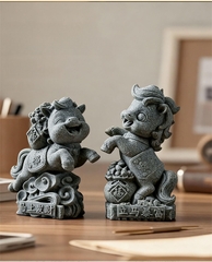 Tượng song mã cát tường đá sa thạch
