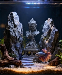 Tượng Diện phật thiện ác đá sa thạch ST0234